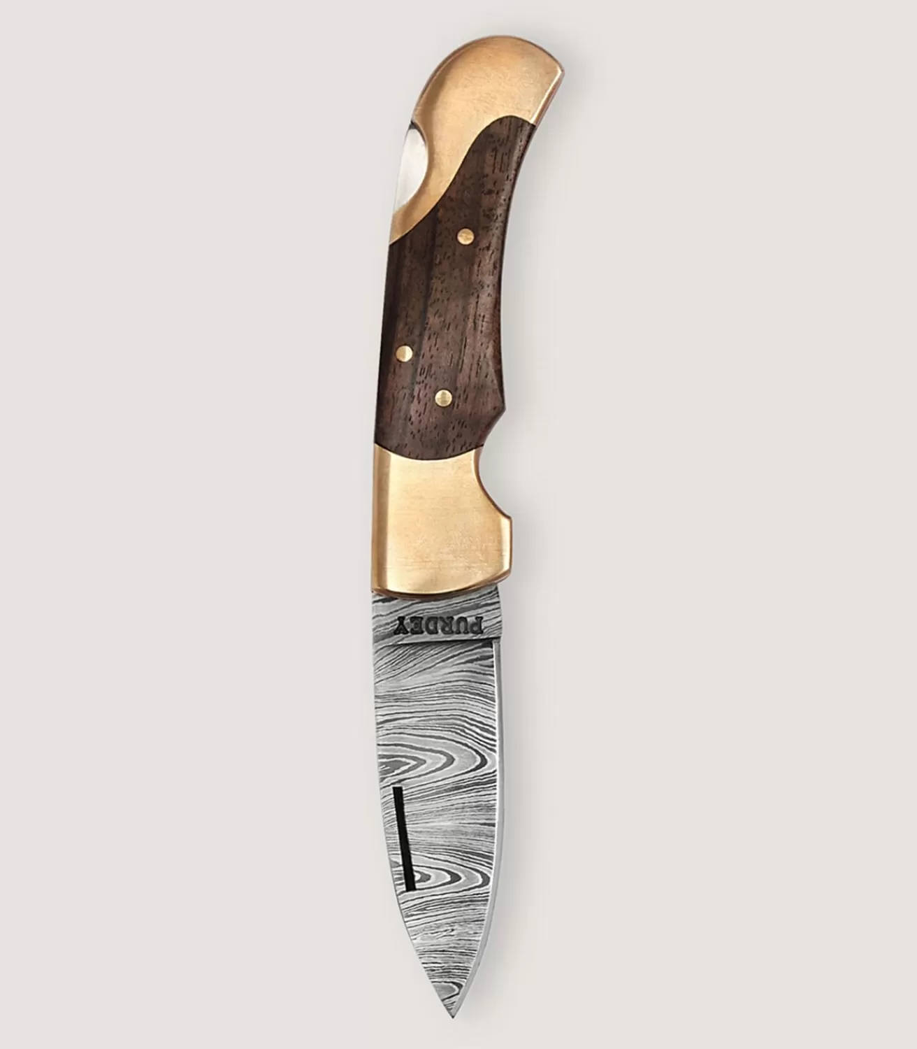 Damascus Folding Knife In Walnut*Purdey Fashion