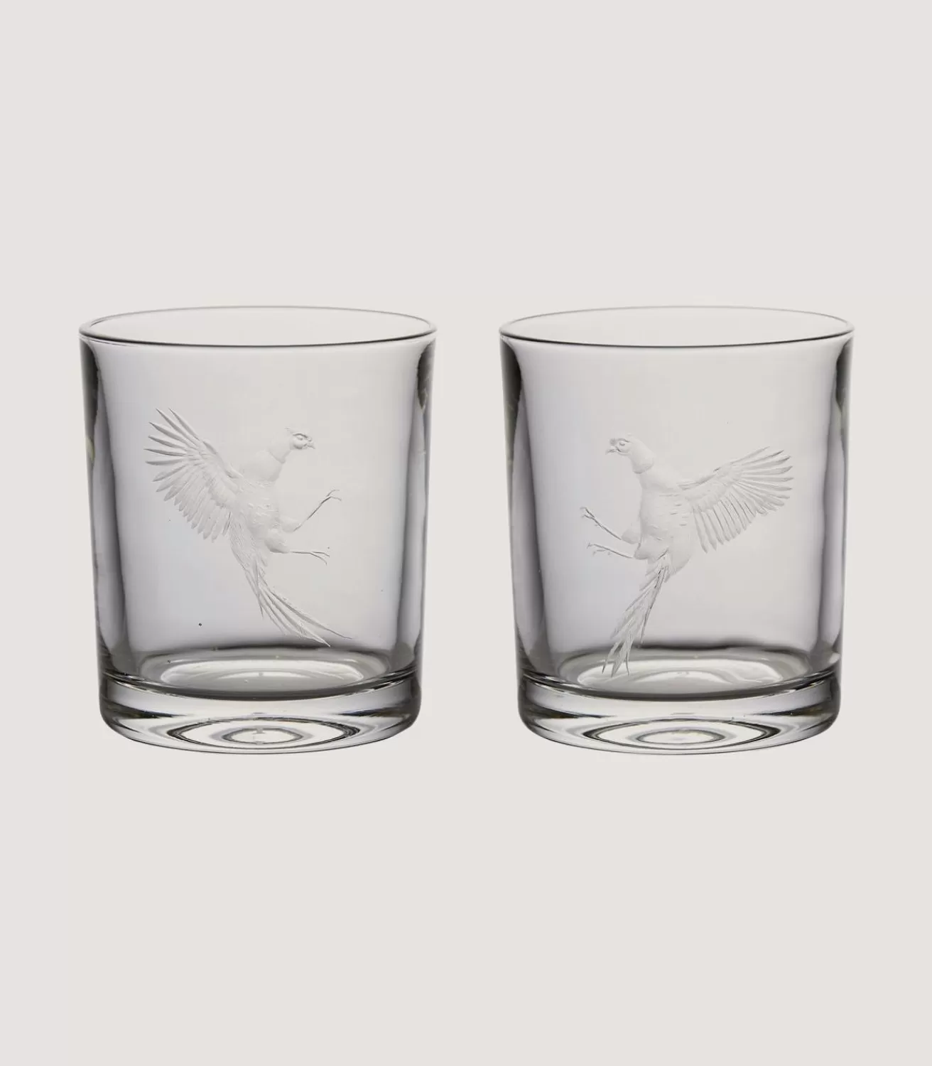 Fighting Pheasants Pair Of Crystal Tumblers*Purdey Clearance