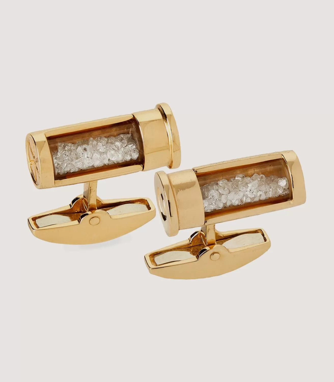 Gold Cartridge Cufflinks With Diamonds In Silver*Purdey Outlet