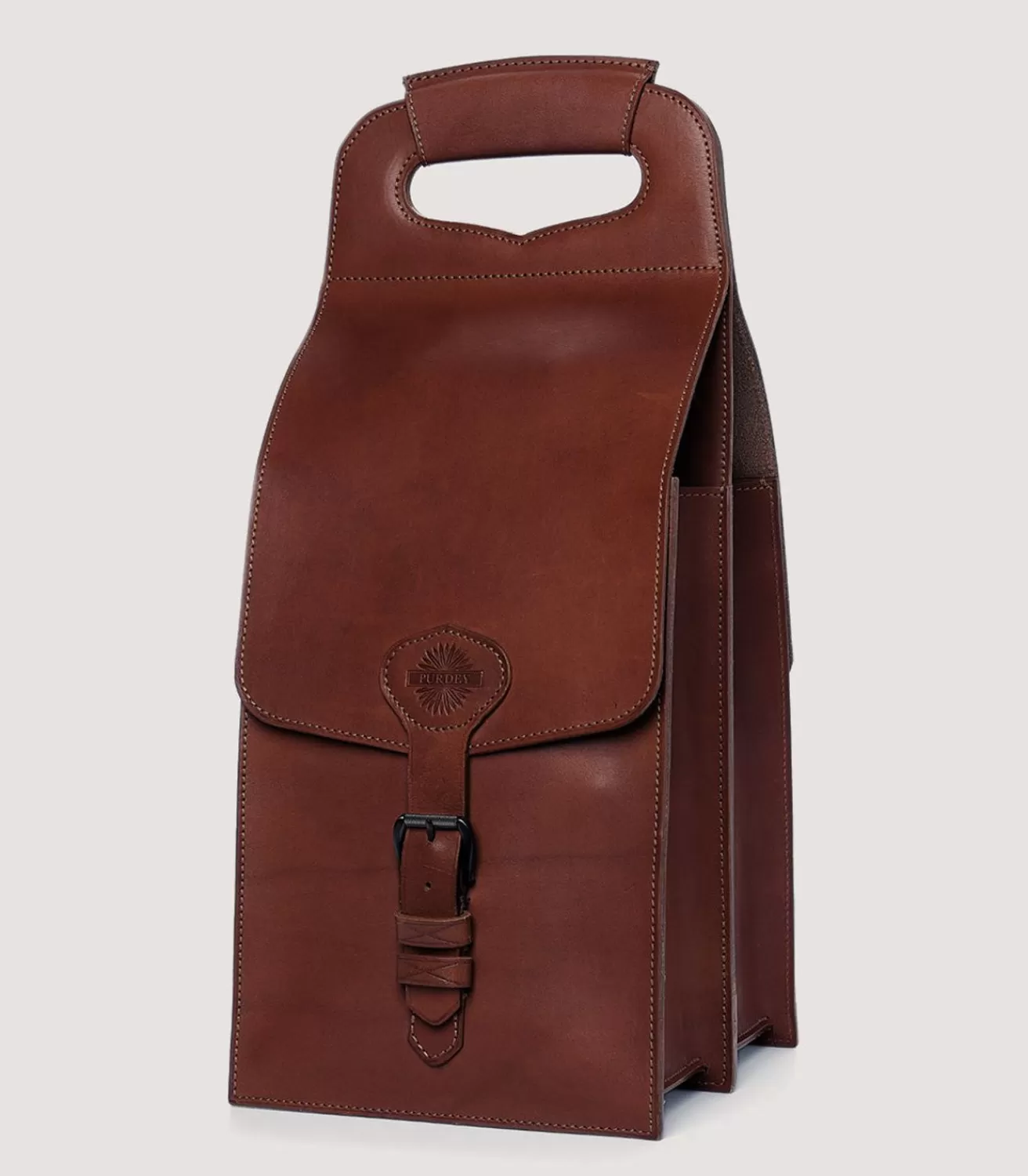 Leather Wine Carrier In Havana*Purdey Clearance