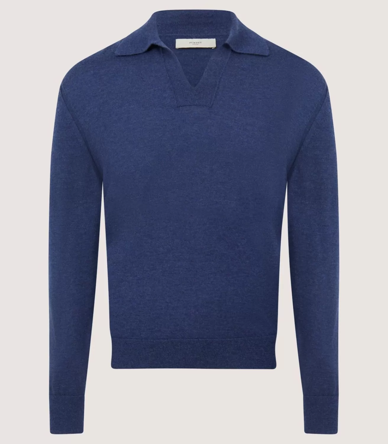 Men'S Cashmere Duke Polo In Canvas Blue*Purdey Fashion