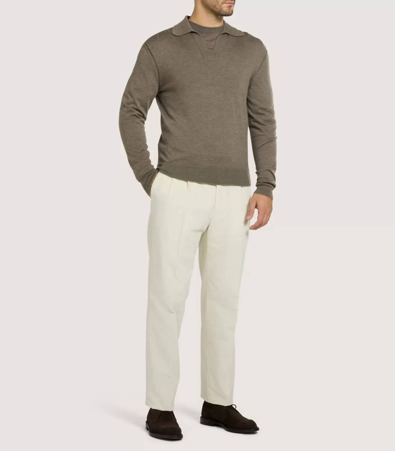 Men'S Cashmere Duke Polo In Taupe*Purdey Shop