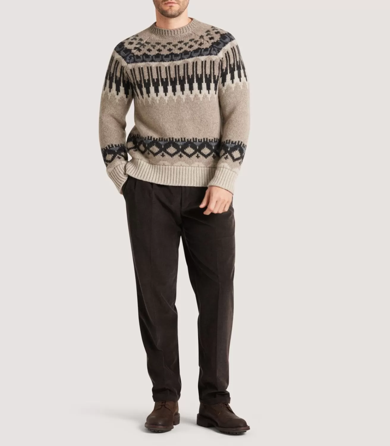 Men'S Cashmere Fairisle Falcon Crew Neck Sweater*Purdey Best Sale