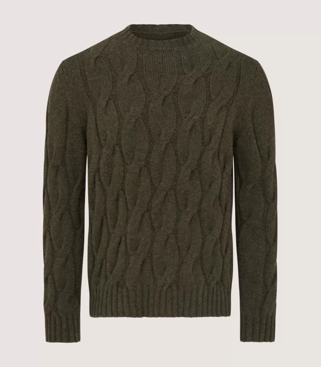 Men'S Cashmere Loch Cable Crew Neck Sweater In Loden*Purdey Shop