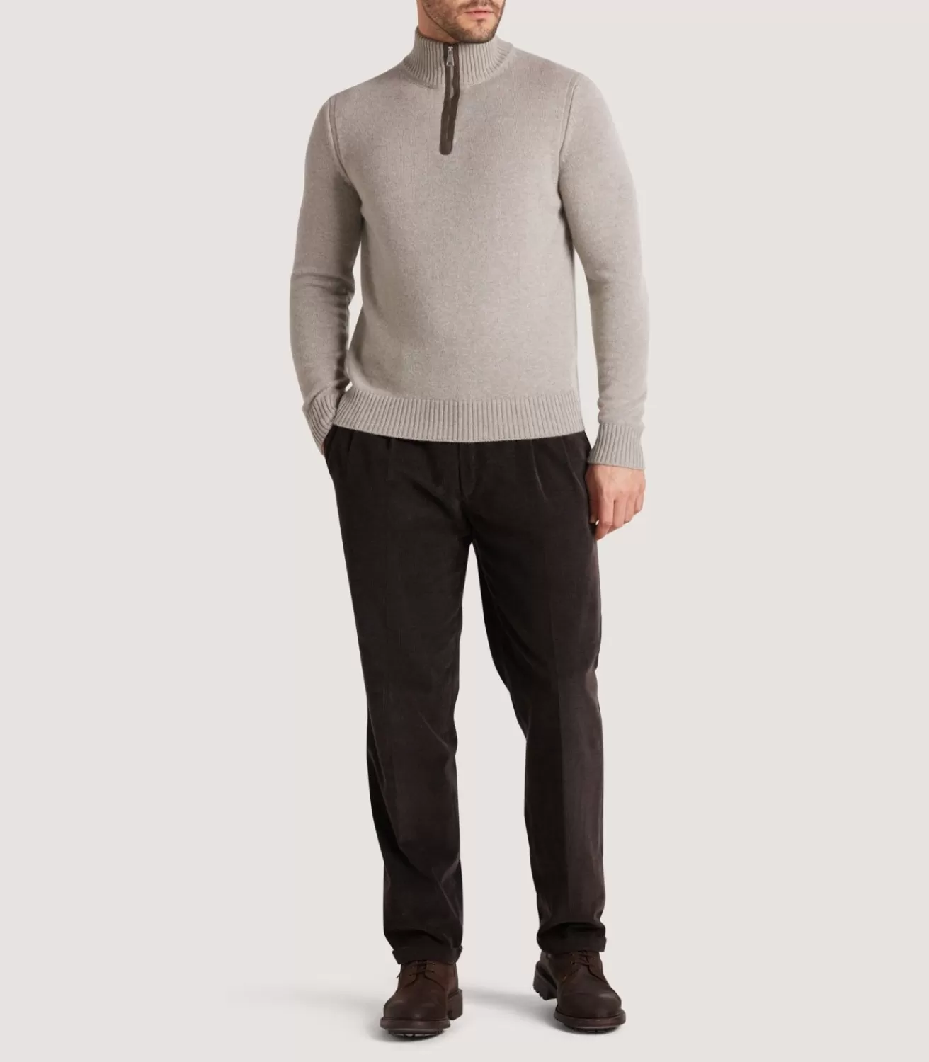 Men'S Cashmere Quarter Zip Sweater*Purdey Clearance