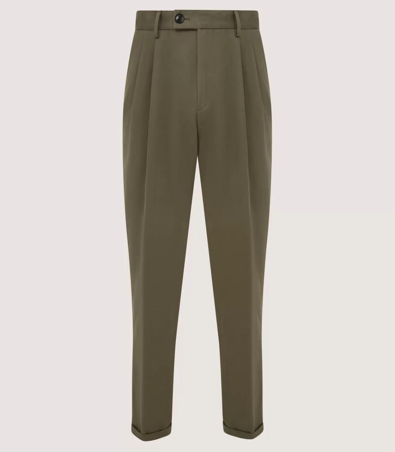 Men'S Dark Olive Cotton Dart Front Trousers*Purdey Cheap