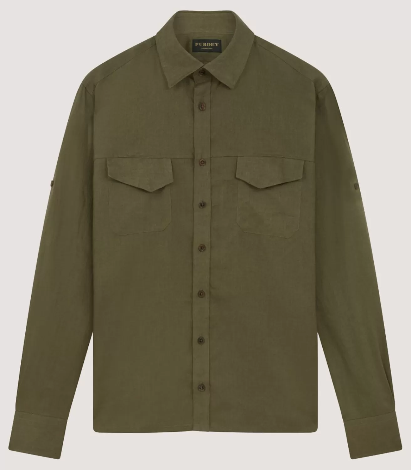 Men'S Linen Selous Safari Shirt In Forest Green*Purdey Cheap