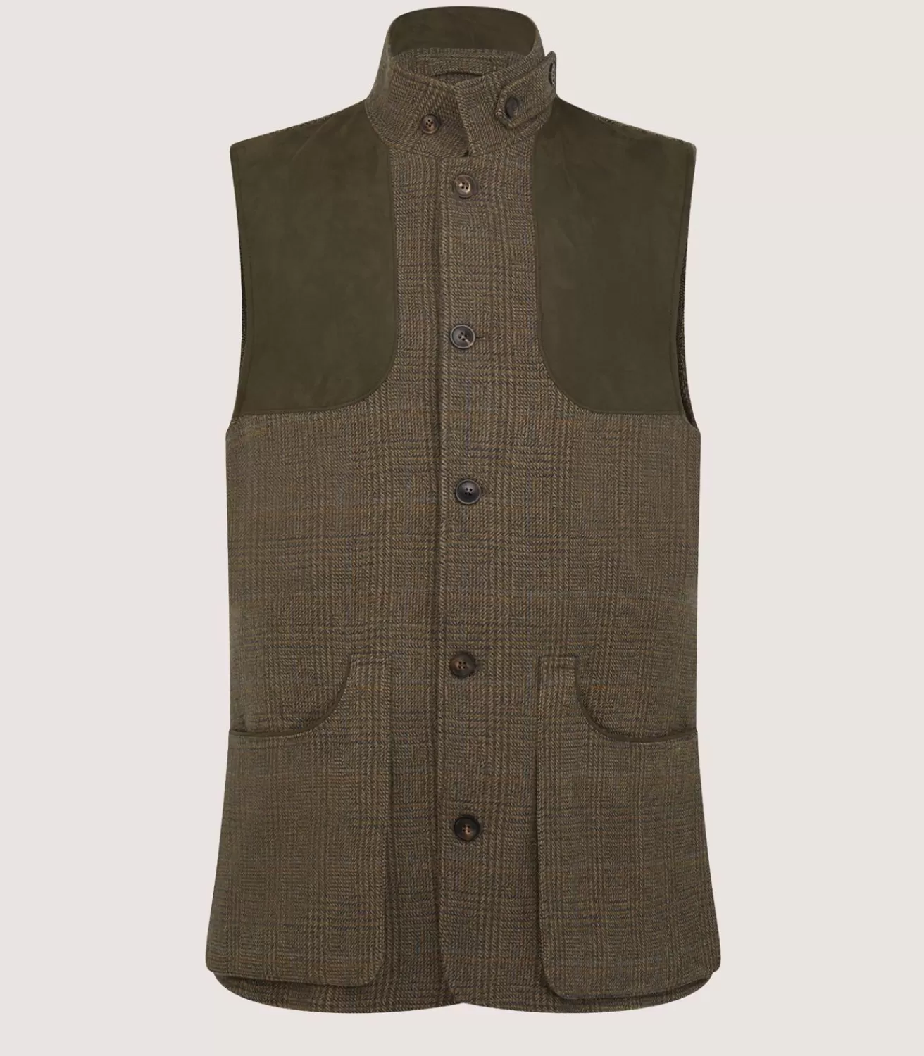Men'S Tweed High Collar Sporting Vest In Morlich*Purdey Best