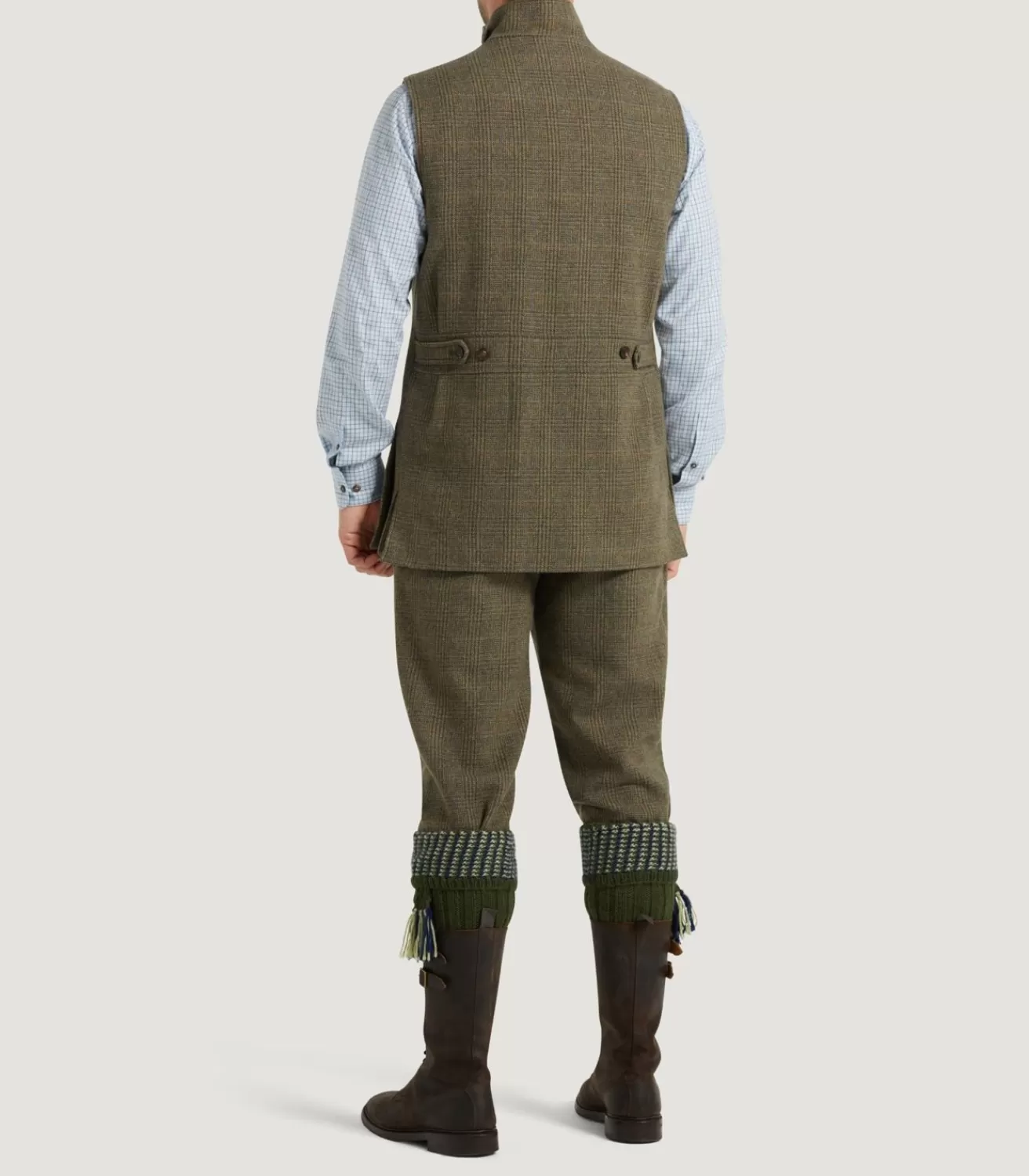 Men'S Tweed High Collar Sporting Vest In Morlich*Purdey Best