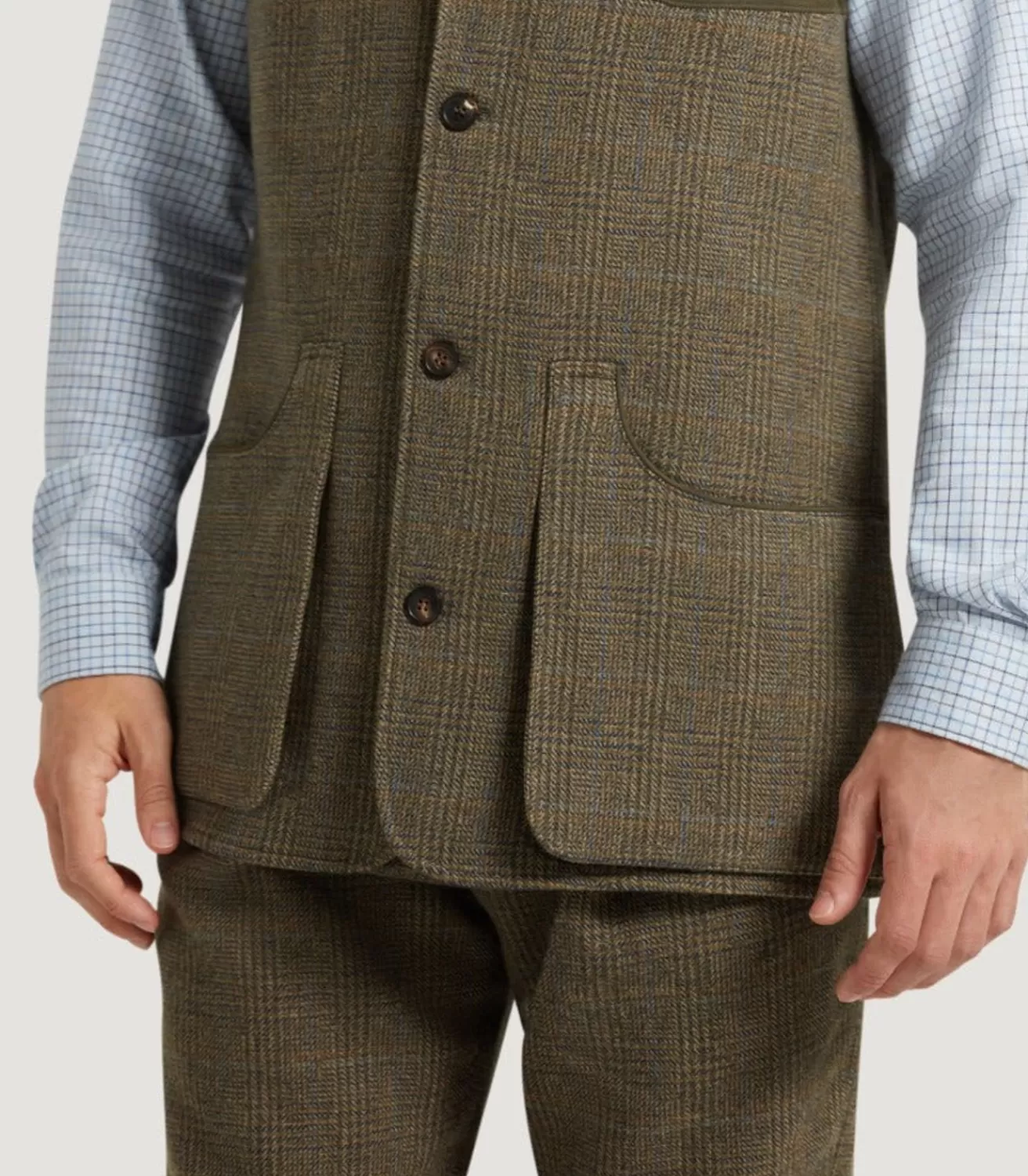 Men'S Tweed High Collar Sporting Vest In Morlich*Purdey Best