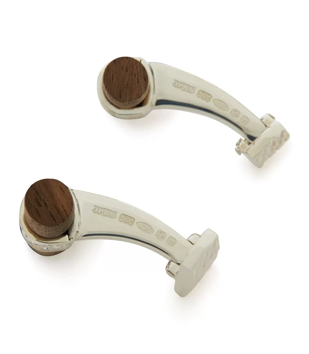 Silver Scroll Walnut Bar Cufflinks In Silver*Purdey Flash Sale