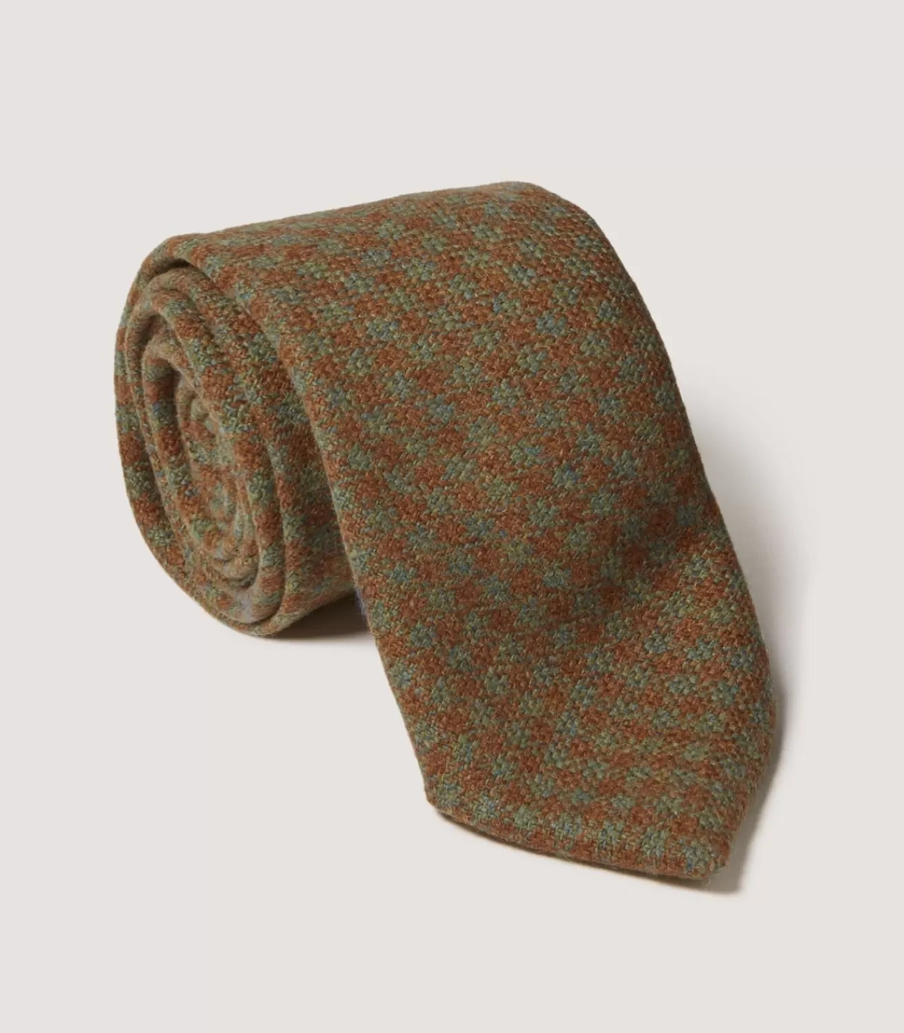 Tweed Check Tie In Bronze Green*Purdey Sale