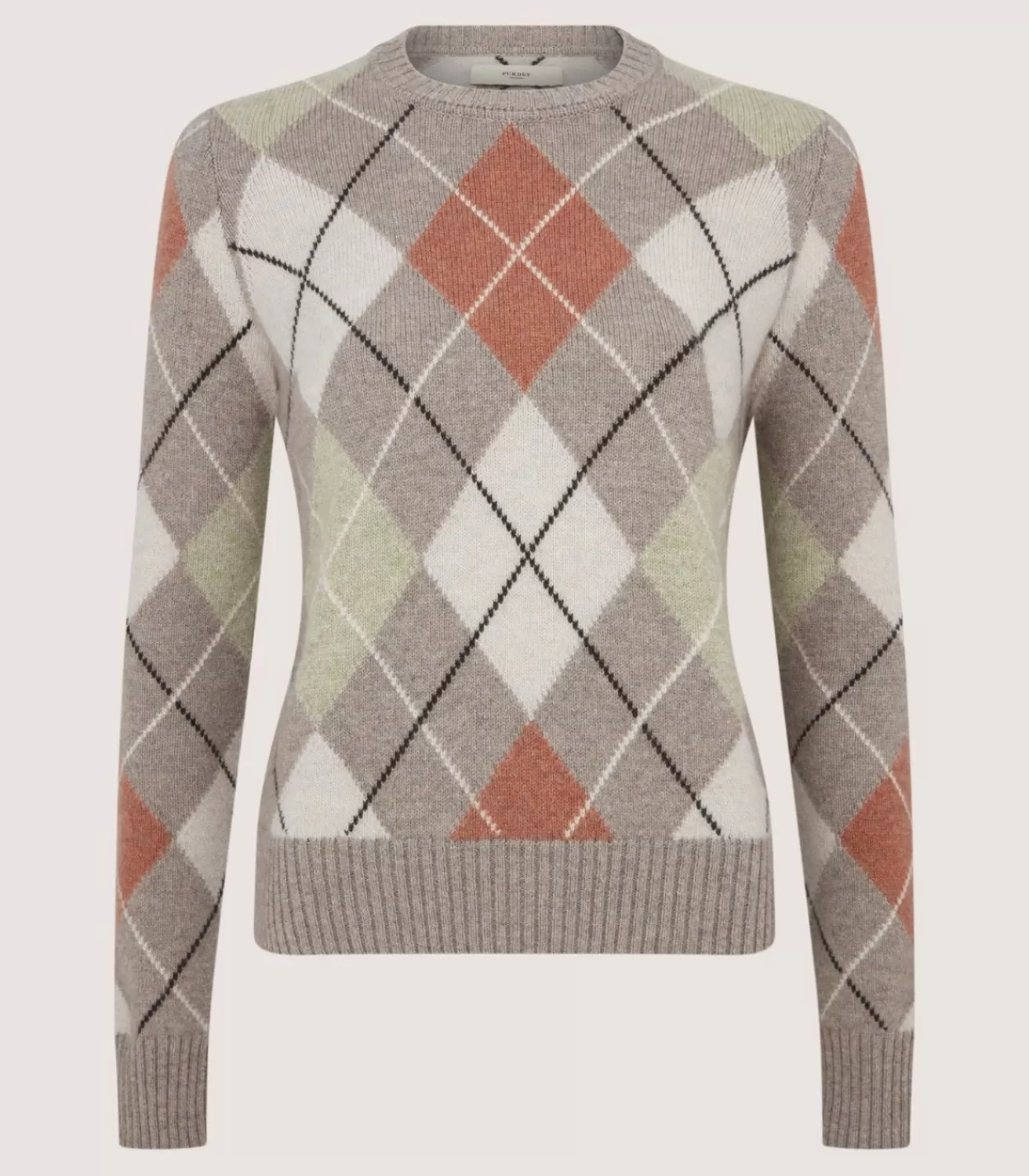 Women'S Cashmere Argyle Crew Neck Sweater In Flint*Purdey Sale