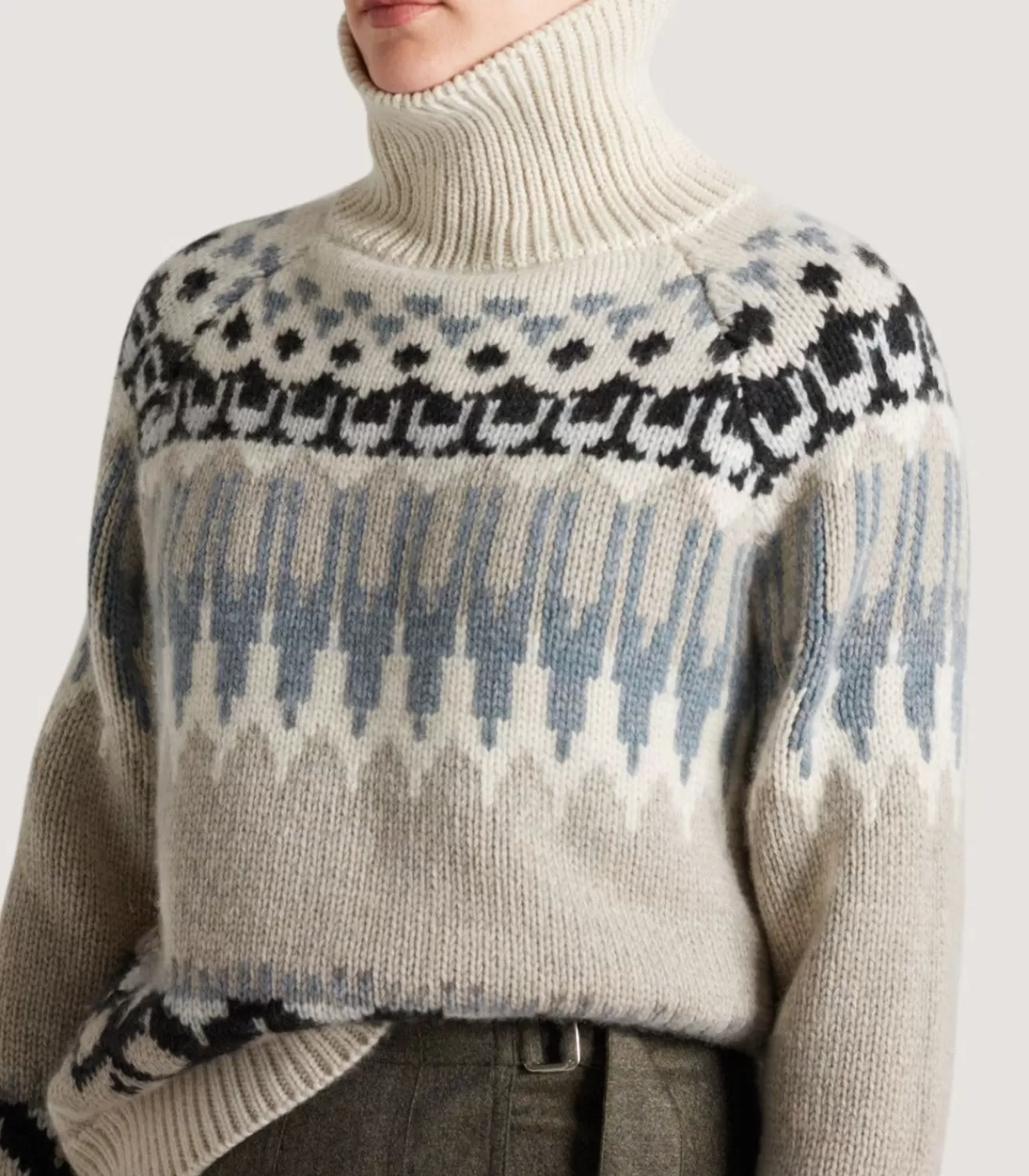 Women'S Cashmere Fairisle Falcon Crew Neck Sweater In Kestral*Purdey Discount