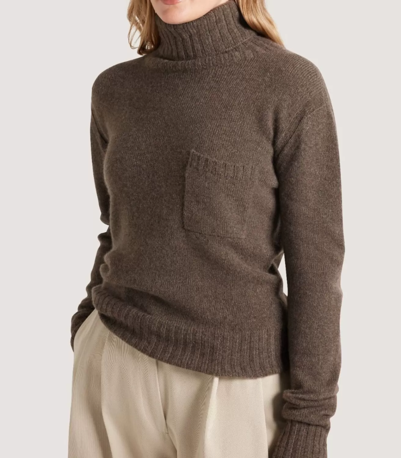 Women'S Cashmere Turtleneck Sweater With Chest Pocket*Purdey Shop