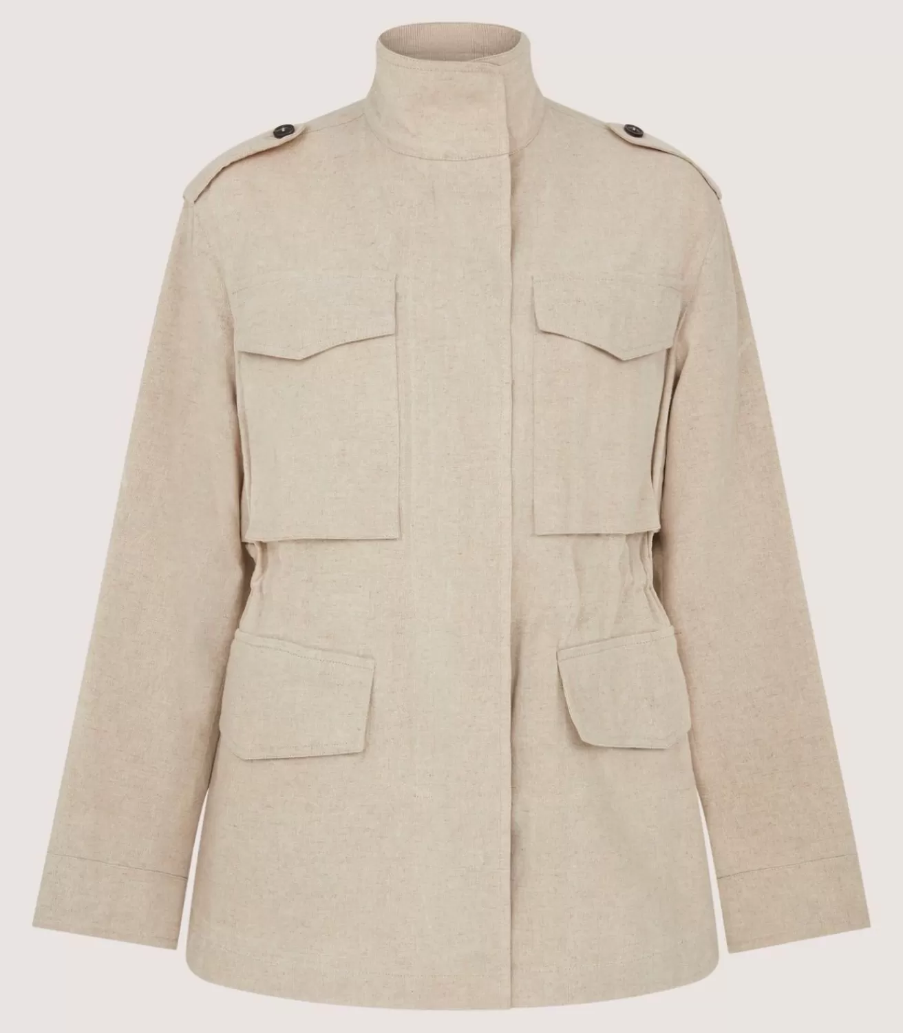 Women'S Cotton Linen Field Jacket In Pale Stone*Purdey Clearance