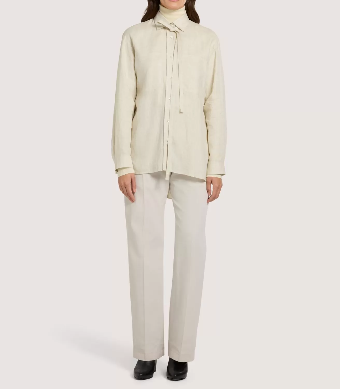 Women'S Linen Relaxed Shirt In Pale Stone*Purdey Hot